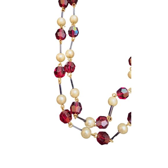 Vintage Signed Germany All Glass & Crystal Double Strand Necklace (A2847) - Picture 2 of 5